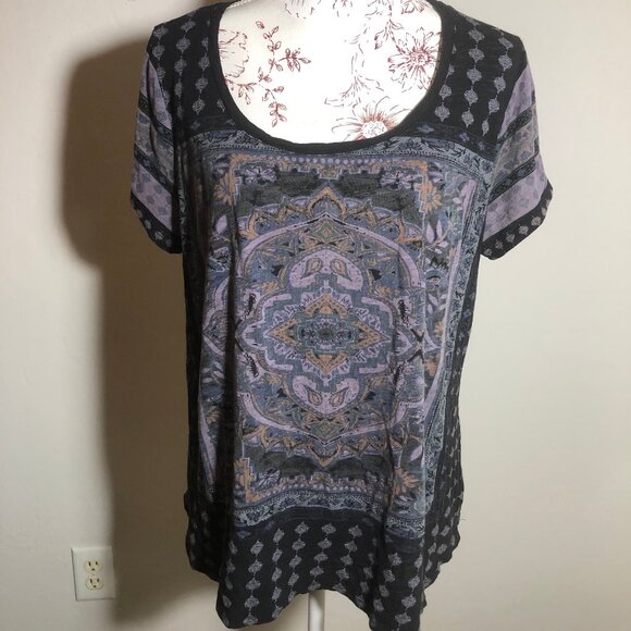 Lucky Brand 1X Medallion Boho Luxe Top – Eclectic Grandpa | Vintage Bohemian - Picture 4 of 8